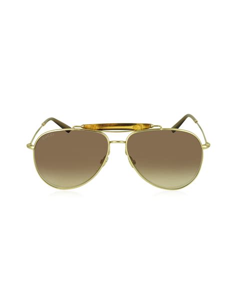 gucci gg 2235 s|GUCCI Bamboo Aviator GG 2235/S Sunglasses Brown Gold.